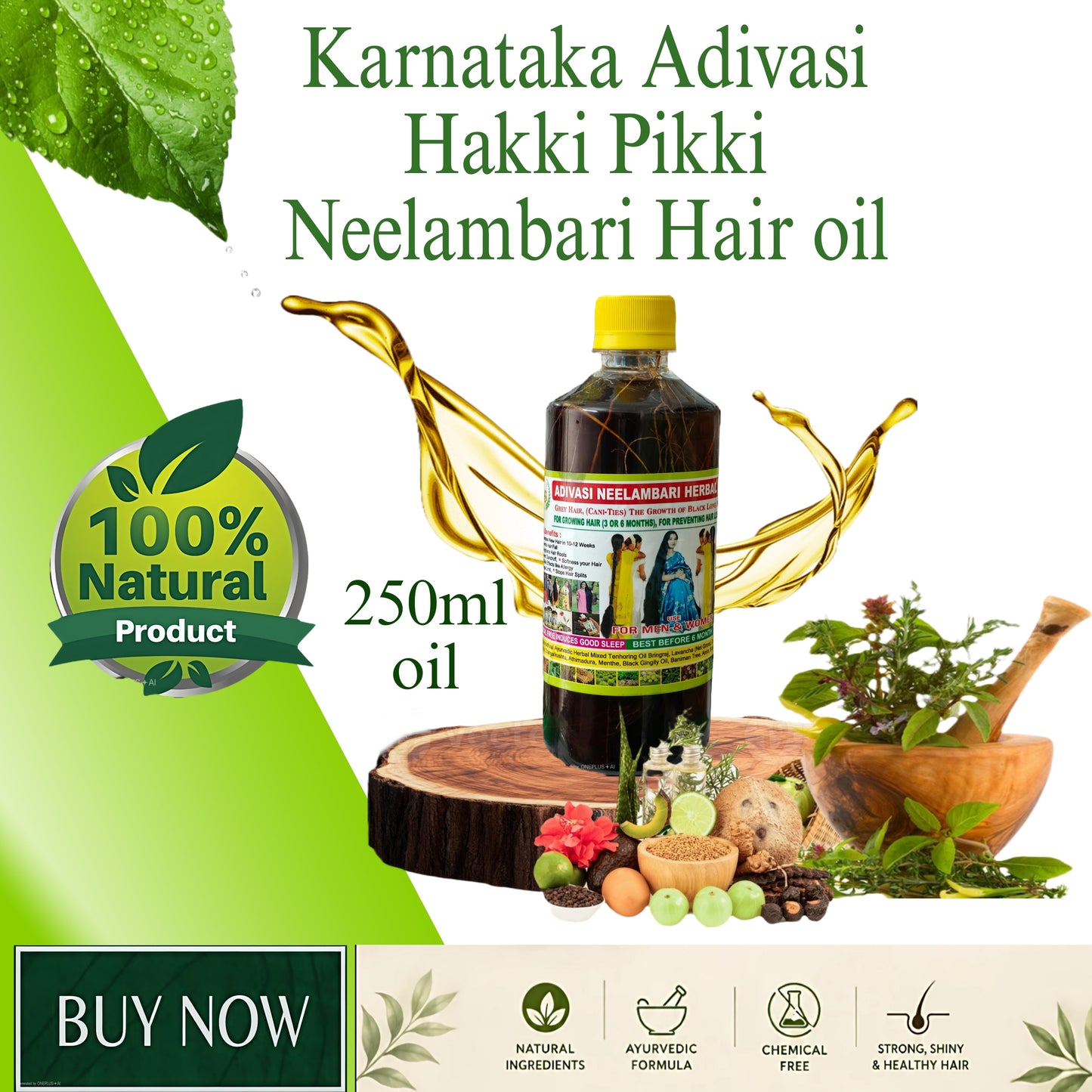KARNATAKA ADIVASI HAKKI PIKKI NEELAMBARI  HAIR OIL